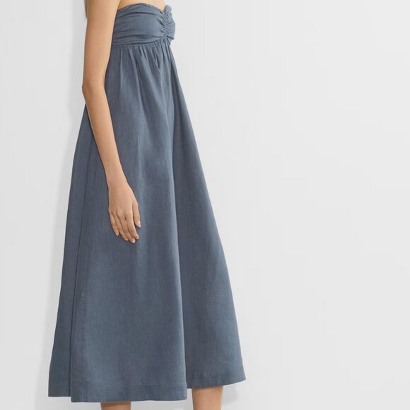 NWT Aritzia Little Moon Delos Linen Dress Vintage Navy - Picture 3 of 7